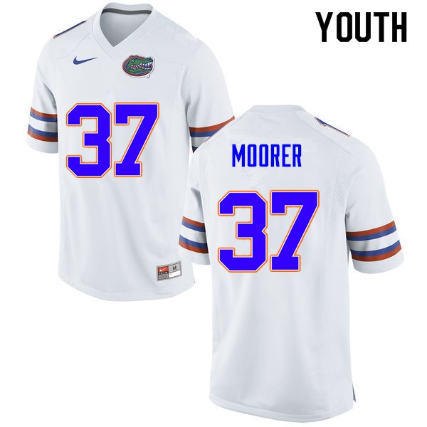 Youth #37 Patrick Moorer Florida Gators College Football Jerseys White